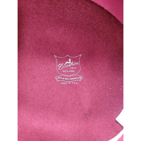 Vintage Sylvia Bollman Doeskin Maroon Felt Hat 100% Wool Made in USA - Picture 5 of 8